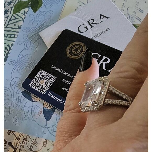 CERTIFIED 5Ct. GENUINE MOISSANITE Radiant & Pave Split Shank Engagement Ring #8 - Picture 6 of 6